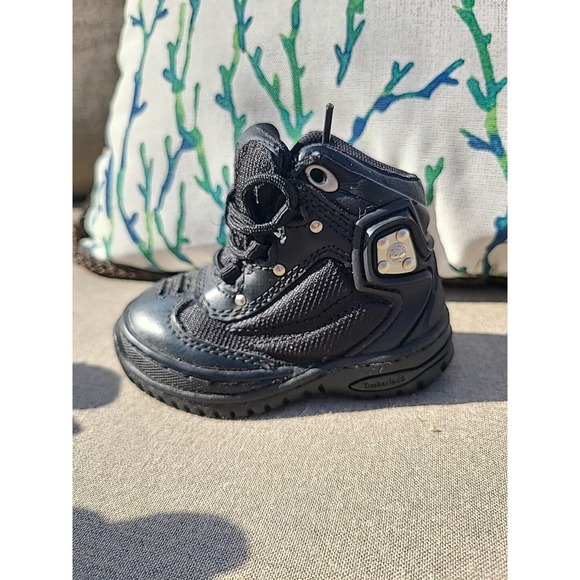 Timberland Black Baby Combat Boots - Size 4C Leather - Picture 7 of 10